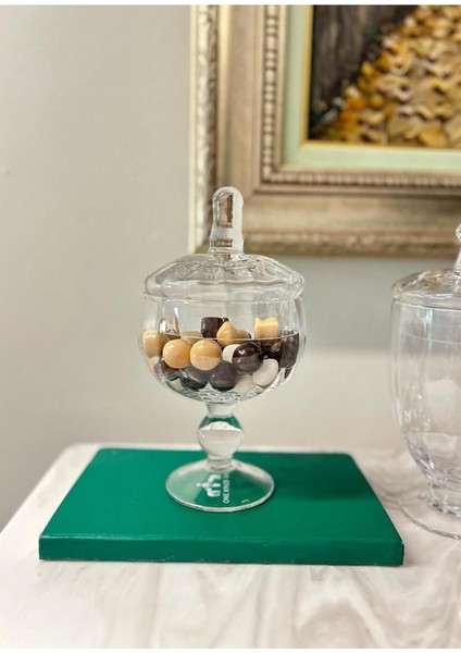 Renkli Ayaklı Cam Saklama Kabı 21 Cm, Şık ve Kullanışlı Mutfak Aksesuarı