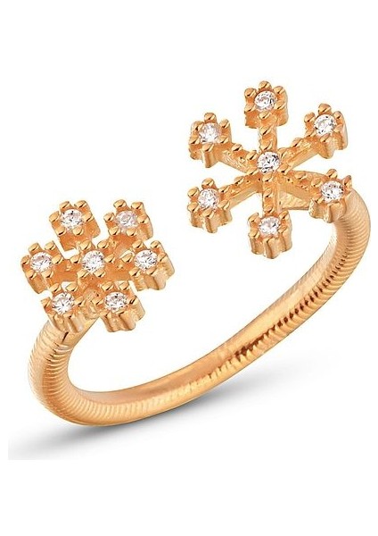 925 Ayar Gümüş Işıklı Kutuda Zirkon Taşlı Kar Tanesi 11-17 Boy Arası Ayarlanabilir Yüzük modelleri