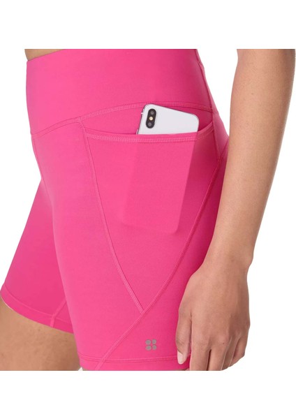 Power 6 Biker Shorts Kadın Gri Koşu Şortu