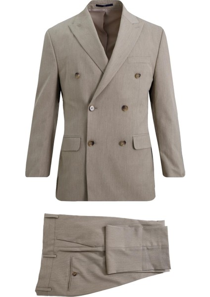 Bej Kruvaze Takım Elbise