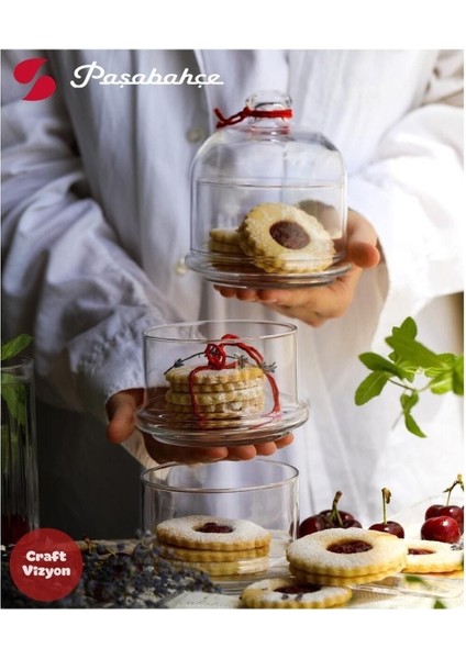 Üç Katlı Cam Kurabiye ve Şekerlik Saklama Kabı, Şık ve Büyük Boy Sunum Aparatı modelleri