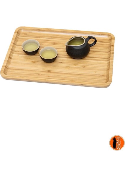 Bambu Dikdörtgen Servis Tabağı Seti, 30X20 Cm, Kahverengi, Şık ve Kullanışlı