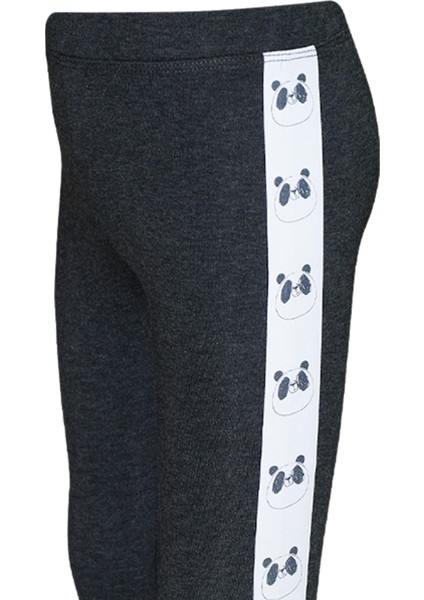 Antrasit Kız Çocuk Şardonlu Yanda Panda Baskılı Tayt modelleri