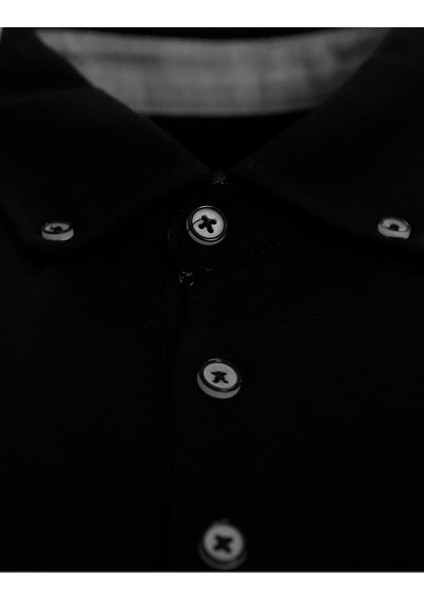 Siyah Comfort Fit Polo Yaka Pike T-Shirt modelleri