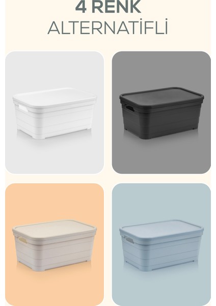 4'lü Kapaklı 8,2 Litre Saklama Kutusu Antrasit modelleri
