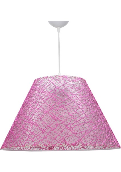 Şık Pembe Üçlü Dantelli Abajur ve Konik Avize Seti Yatak Odası Aydınlatması fiyatları