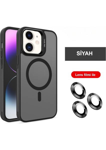 Apple Iphone 11 Uyumlu Kılıf Standlı Mat Magsafe Özellikli Lens Hediyeli