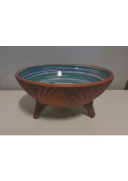 Ayaklı Sunum Kasesi, Meyve, Sebze, Çips, Şekerlik Kasesi Mozaik Kazıma 20 cm Mavi indirimleri