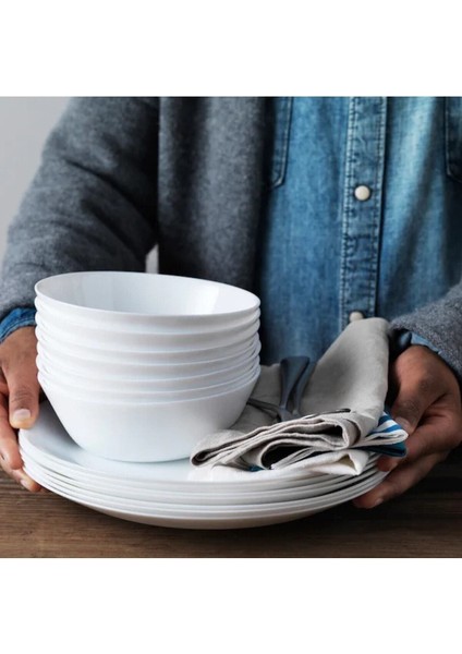 6 Parça Beyaz Çap: 15 cm Kase Seti, Çorba, Salata ve Kuruyemişler Için Mükemmel