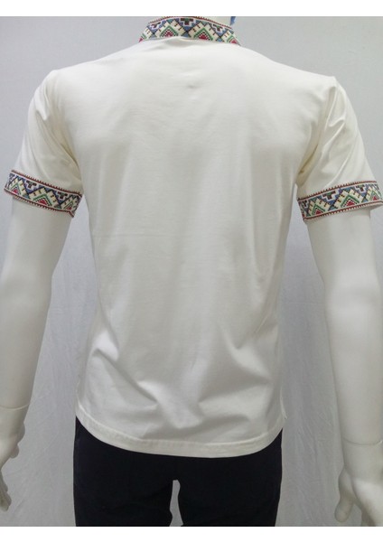 Uygur Kanaviçe Motifli Hakim Yaka Tişört fiyatları