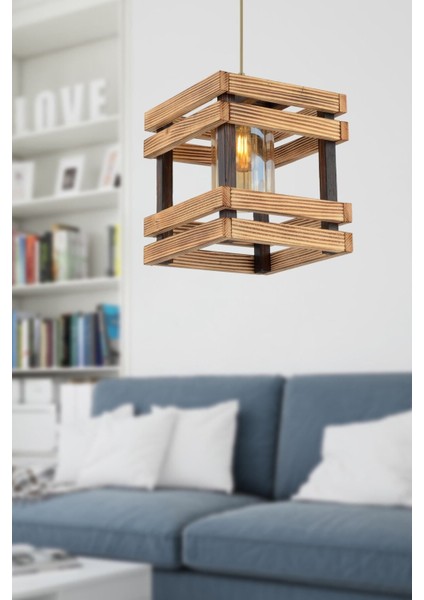 Country Beyza Tekli Ahşap-Gri Avize, Şık ve Modern Aydınlatma Seçeneği