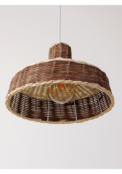 Krem ve Kahverengi Rattan Sarkıt Lamba, Şık ve Doğal Aydınlatma Seçeneği