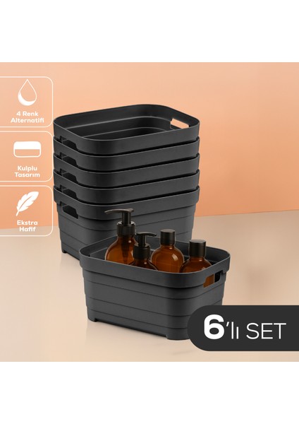 6'lı 3,8 Litre Saklama Kutusu Antrasit
