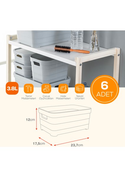 6'lı 3,8 Litre Saklama Kutusu Antrasit fiyatları
