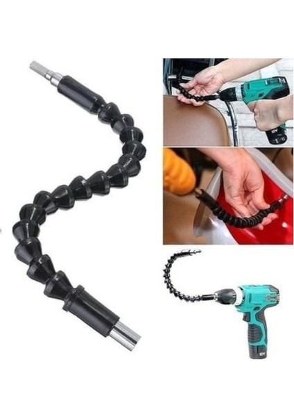 Esnek Şaftlı Bükülebilir Vidalama Tornavida Matkap Ucu 30 cm