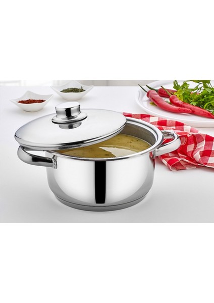 Derin Çelik Saplı Tencere 18X10 cm 2.1 Lt, Dayanıklı ve Şık Mutfak Gereci