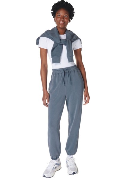 Sand Wash Cuffed Kadın Mavi Pantolon