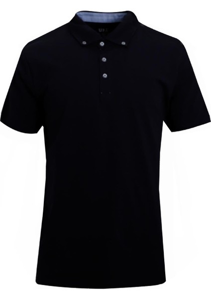 Lacivert Comfort Fit Polo Yaka Pike T-Shirt