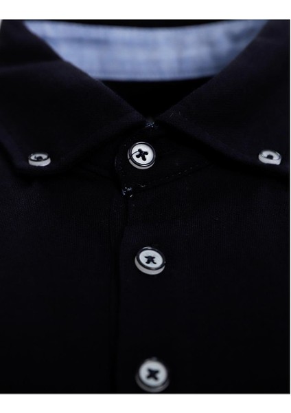 Lacivert Comfort Fit Polo Yaka Pike T-Shirt modelleri