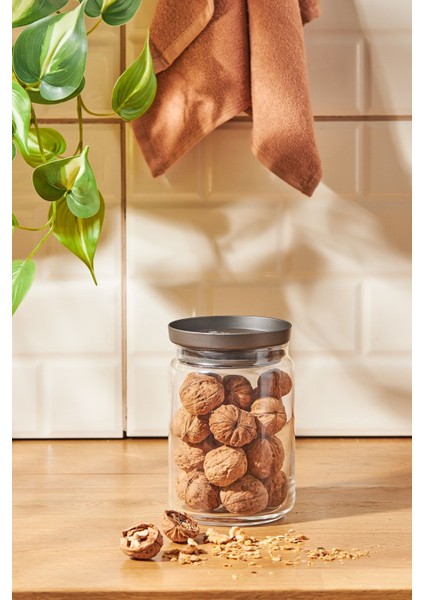 Şeffaf Cam Saklama Kabı 1 Lt, Turuncu Renkli, Sağlıklı ve Pratik Kullanım