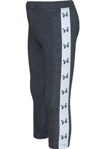 Gri 5 Kız Çocuk Şardonlu Yanda Panda Baskılı Tayt