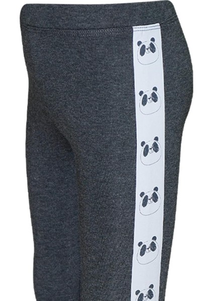 Gri 5 Kız Çocuk Şardonlu Yanda Panda Baskılı Tayt modelleri