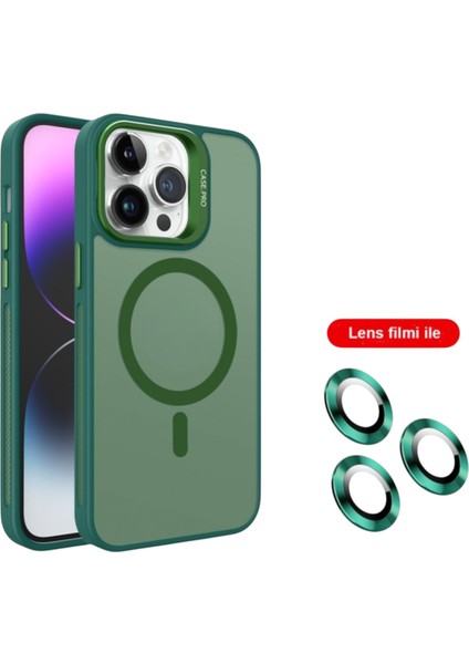 Apple Iphone 13 Pro Max Uyumlu Kılıf Standlı Mat Magsafe Özellikli Lens Hediyeli