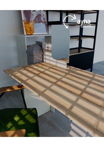 Alfa Masa - Mdflam Çalışma Masası Aynalı&Aksesuarlı Masa