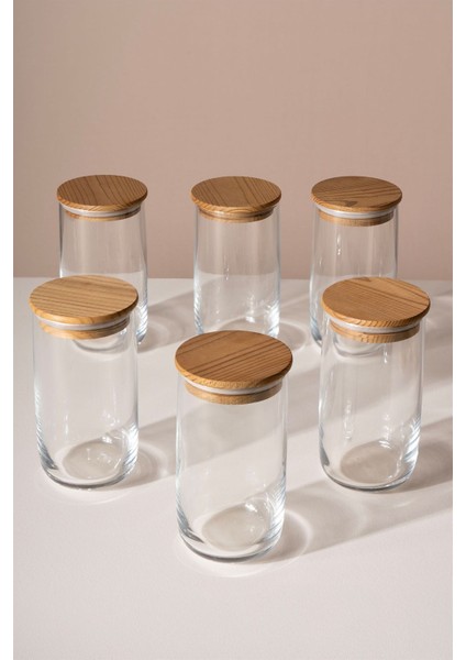 6'lı Cam Saklama Kabı Seti, Vakum Kapak, Etiketli, Baharatlık, 365 ml modelleri