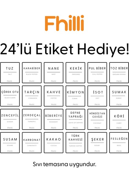 6'lı Cam Saklama Kabı Seti, Vakum Kapak, Etiketli, Baharatlık, 365 ml fırsatları