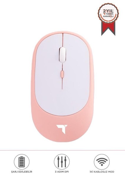 Tm-16 Pembe Kablosuz Çift Modlu Sessiz Mouse Fare fiyatları