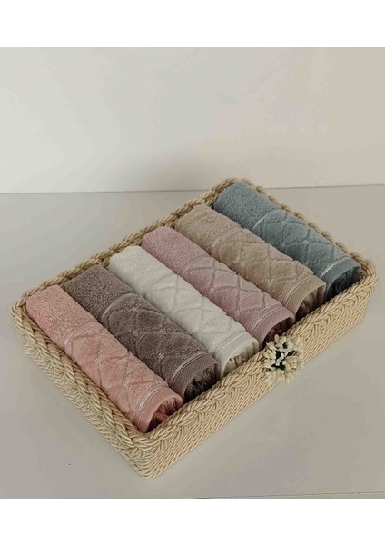 Havlulu Sepet 30*50 cm 6 Adet Pamuklu Havlu ve Sepet Hediyelik Bohçalık Çeyizlik fiyatları