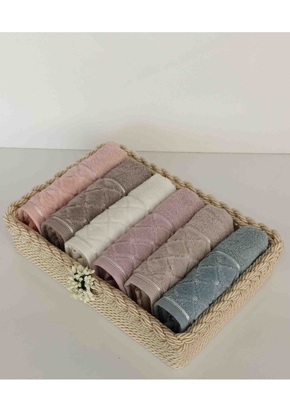 Havlulu Sepet 30*50 cm 6 Adet Pamuklu Havlu ve Sepet Hediyelik Bohçalık Çeyizlik fırsatları