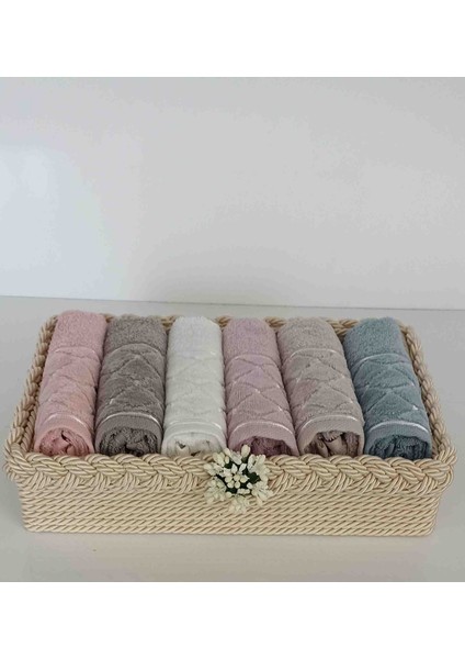 Havlulu Sepet 30*50 cm 6 Adet Pamuklu Havlu ve Sepet Hediyelik Bohçalık Çeyizlik indirimleri