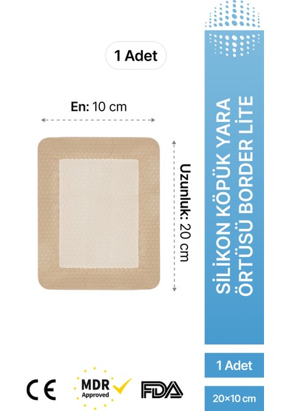 Silikon Köpük Yara Örtüsü 20x10 cm