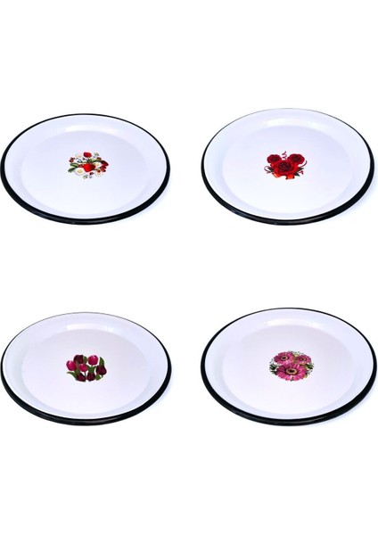 28 cm Dekorlu Emaye Pilav ve Çay Tepsisi, Şık ve Nostaljik Tasarım