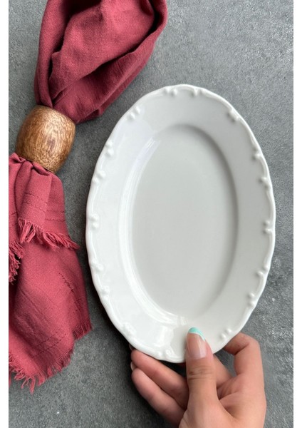 Bej 2'li 20 cm Porselen Kahvaltılık Sunum Kayık Tabak Seti modelleri