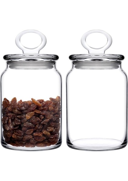 2'li Beyaz Cam Kapaklı Orta Kavanoz Seti, 860 Cc, Şık ve Kullanışlı Mutfak Saklama Çözümü
