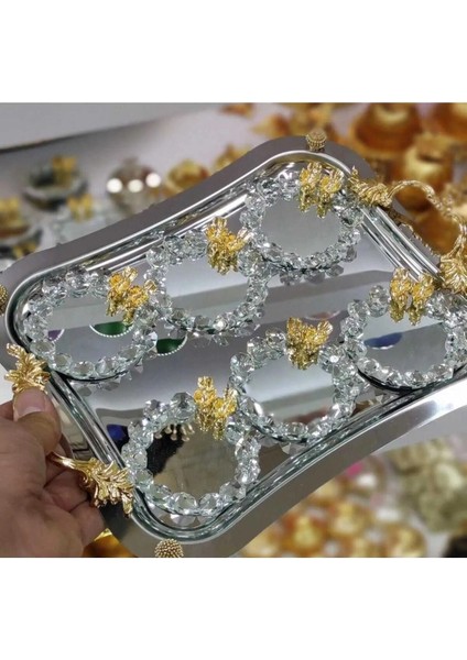 6 Adet Aynalı Taşlı Kuş Figürlü Loku