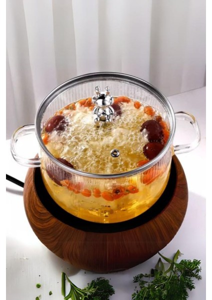 1700CC Ayıcık Figürlü Isıya Dayanıklı Borosilikat Cam Tencere