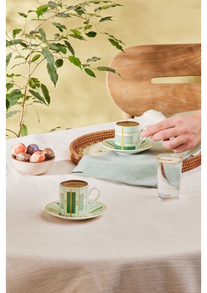 Yeşil 2 Kişilik 80 ml Kahve Fincan Takımı, Şıklık ve Zarafetle Kahve Keyfi fırsatları