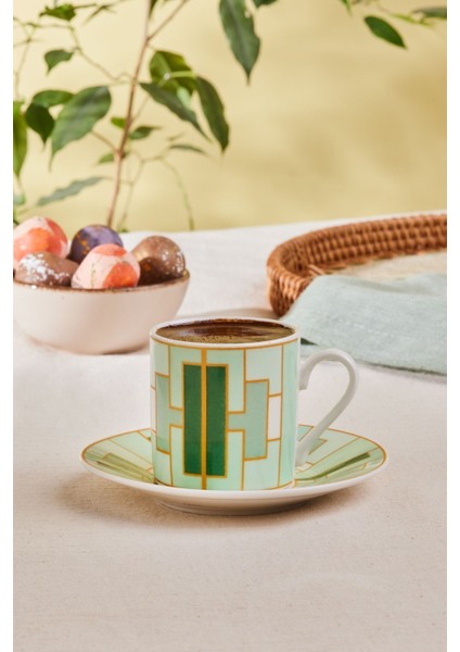 Yeşil 2 Kişilik 80 ml Kahve Fincan Takımı, Şıklık ve Zarafetle Kahve Keyfi indirimleri