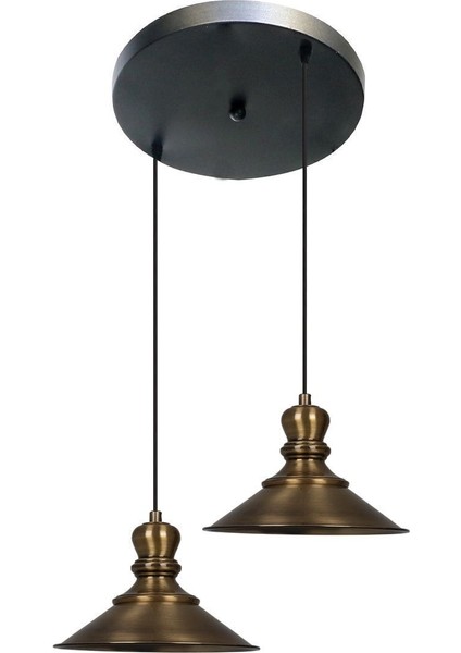 Ikili Yuvarlak Metal Sarkıt Avize, Rustik ve Vintage Tarz, Modern Iç Mekan Aydınlatması