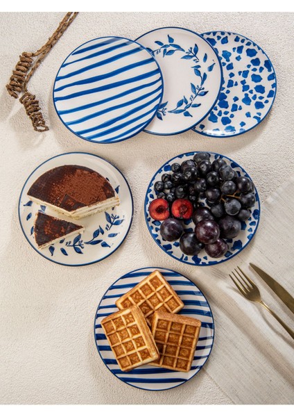 El Yapımı Trend Mavi 6'lı Pasta Seti, 19 Cm, Şık ve Kullanışlı Tasarım indirimleri