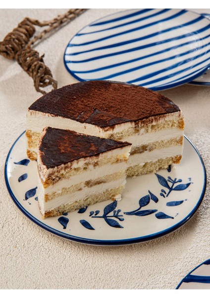 El Yapımı Trend Mavi 6'lı Pasta Seti, 19 Cm, Şık ve Kullanışlı Tasarım