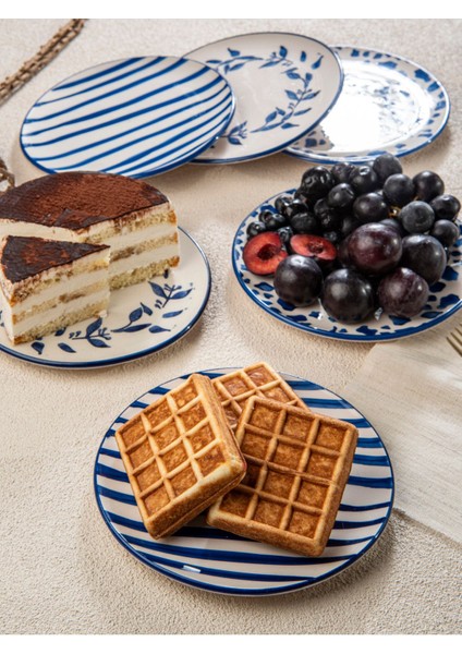 El Yapımı Trend Mavi 6'lı Pasta Seti, 19 Cm, Şık ve Kullanışlı Tasarım