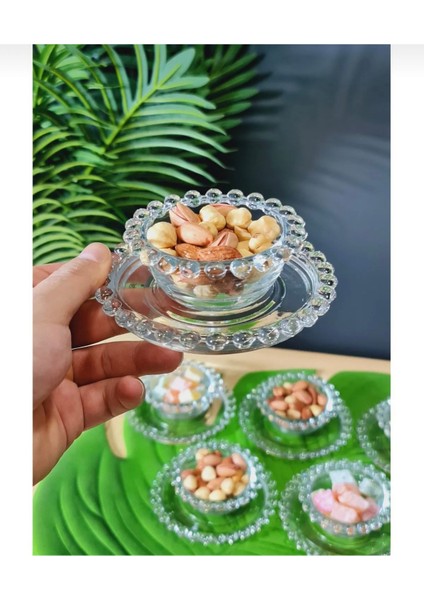 6 Kişilik Cam Boncuk Serisi Çerez ve Sunum Seti, Kahvaltılık, Şık ve Kullanışlı
