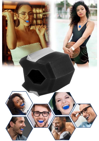 Siyah Çene Kaslarını Güçlendiren Egzersiz Topu, Belirgin Çizgi ve Estetik Destek