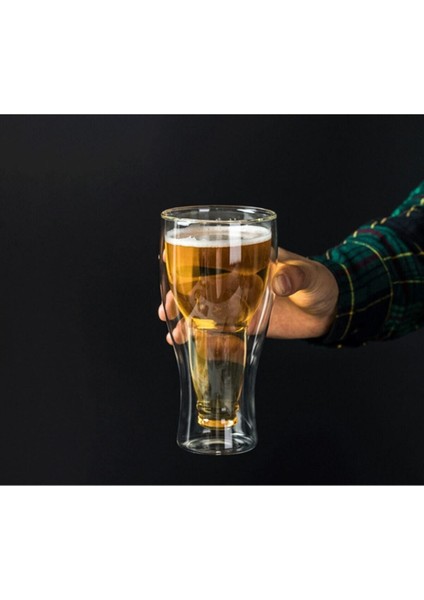 Şişe Tasarımlı Çift Cidarlı Cam Bardak, 350 Ml, Bira ve Meşrubat Için, Beyaz fiyatları