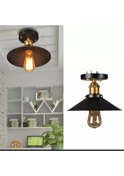 Şık Siyah Metal Dekoratif Tavan Avizesi, 23 cm Çap, Çok Renkli Tasarım